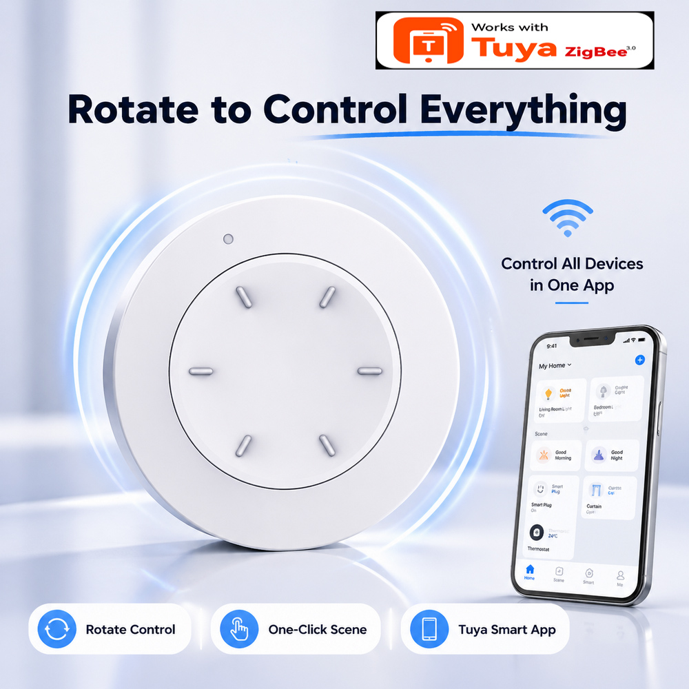 Home Automation Technology - สวิตช์แบบหมุน Smart ZigBee ทำงานร่วมกับ Tuya Smart