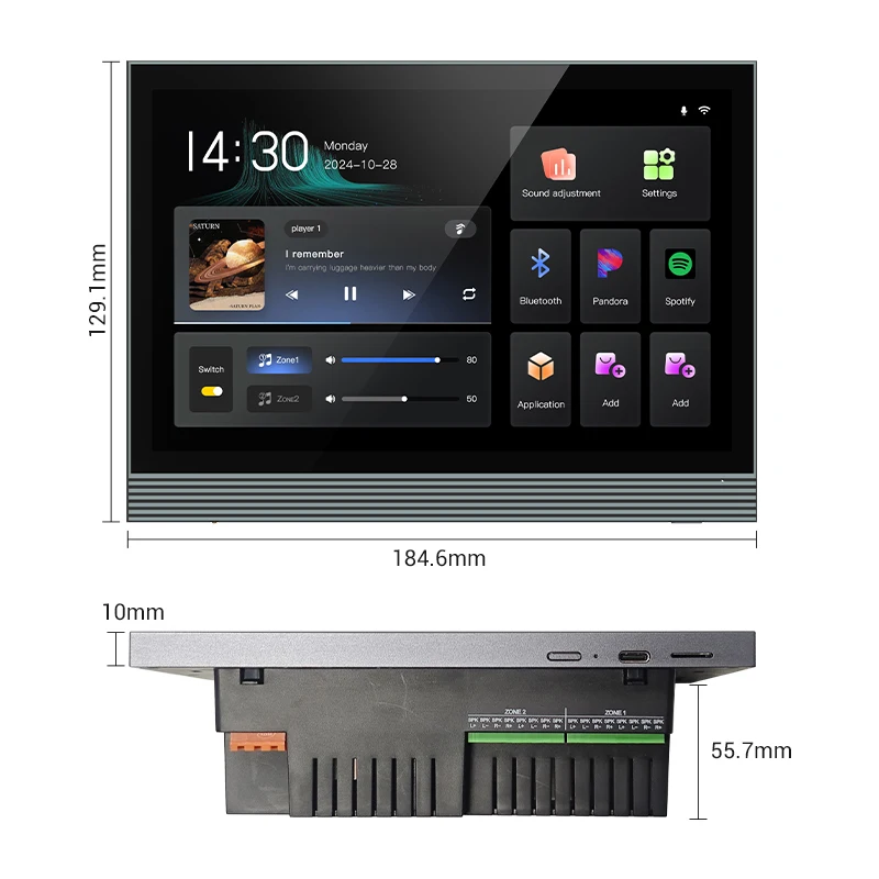 Home Automation System Design - ลำโพงสมาร์ทโฮมดีไซน์ใหม่ขนาด 7 นิ้ว พร้อมเครื่องขยายเสียงติดผนัง หน้าจอสัมผัสควบคุมผ่าน WiFi