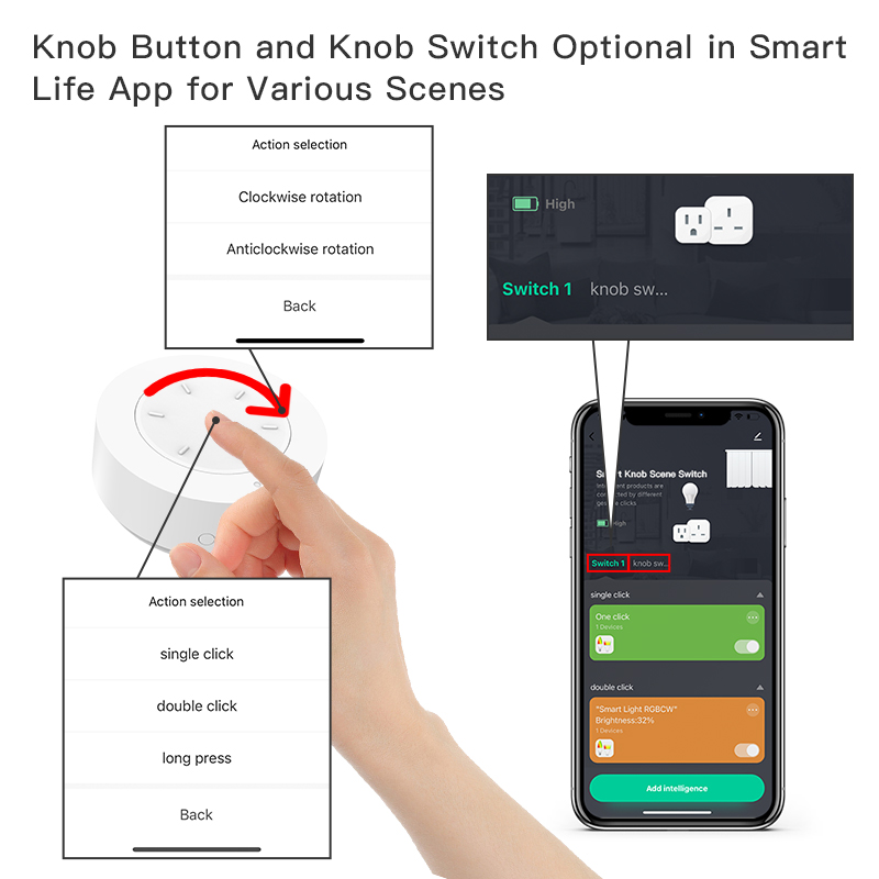 สวิตช์แบบหมุน Smart ZigBee ทำง - Home Automation Technology บทวิจารณ์และราคา